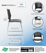 Boss Black Stool With Chrome Frame, B16400-BK-2